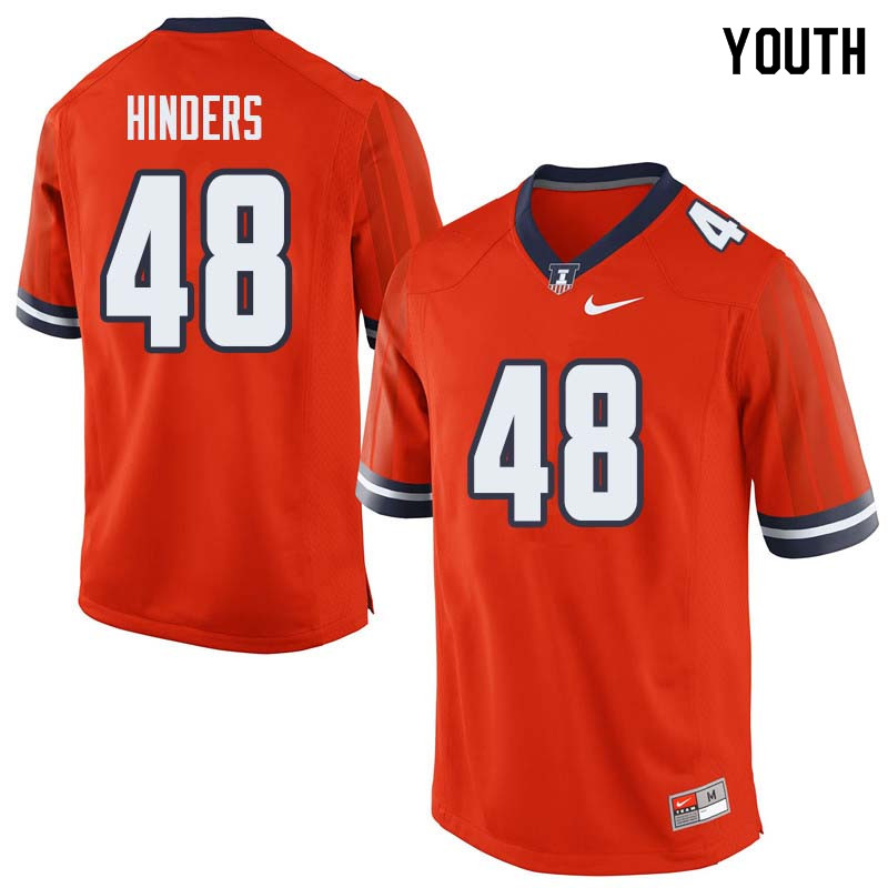 Youth #48 Kevin Hinders Illinois Fighting Illini College Football Jerseys Sale-Orange